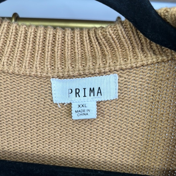 Prima - Camel & Ivory Two-Toned Wrap Maxi Sweater Dress. - Picture 2 of 6